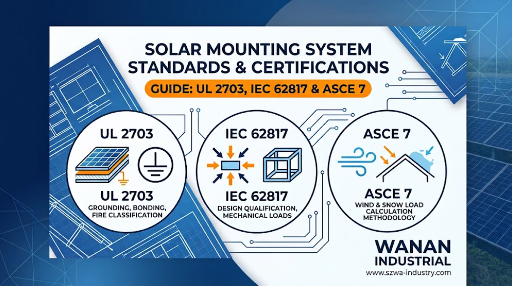Solar Mounting System Standards & Certifications: UL 2703 vs IEC 62817 vs ASCE 7