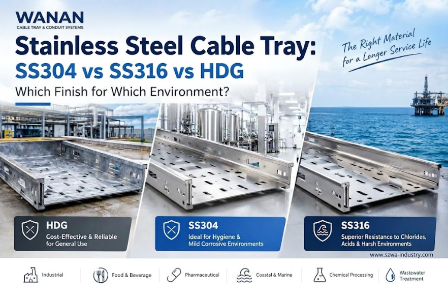 Stainless Steel Cable Tray: SS304 Vs SS316 Vs HDG — Which Finish for Which Environment?