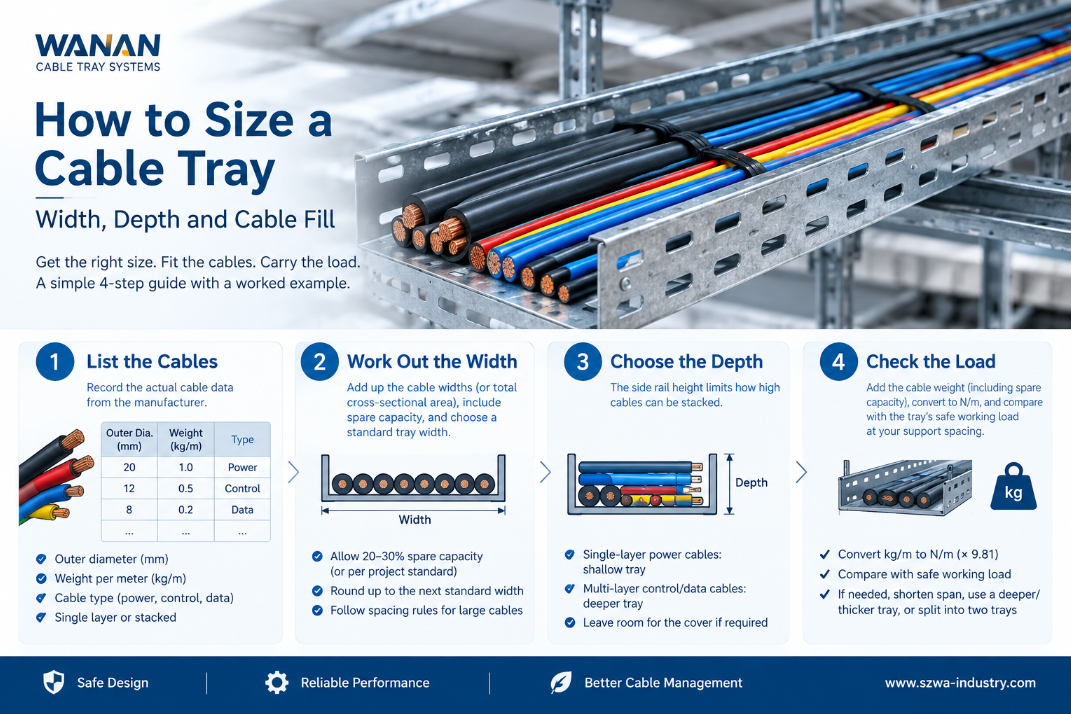 How to Size a Cable Tray: Width, Depth, and Cable Fill