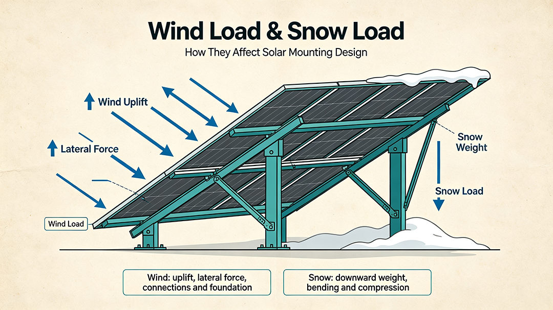 Solar Mounting Wind Load and Snow Load: How They Affect Design and Price